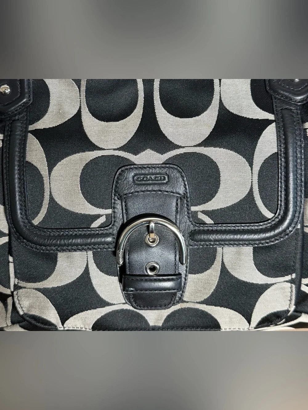 ✨ Authentic Vintage Coach Op Art Signature Tote✨Black & Gray| F25994 | Y2K Era